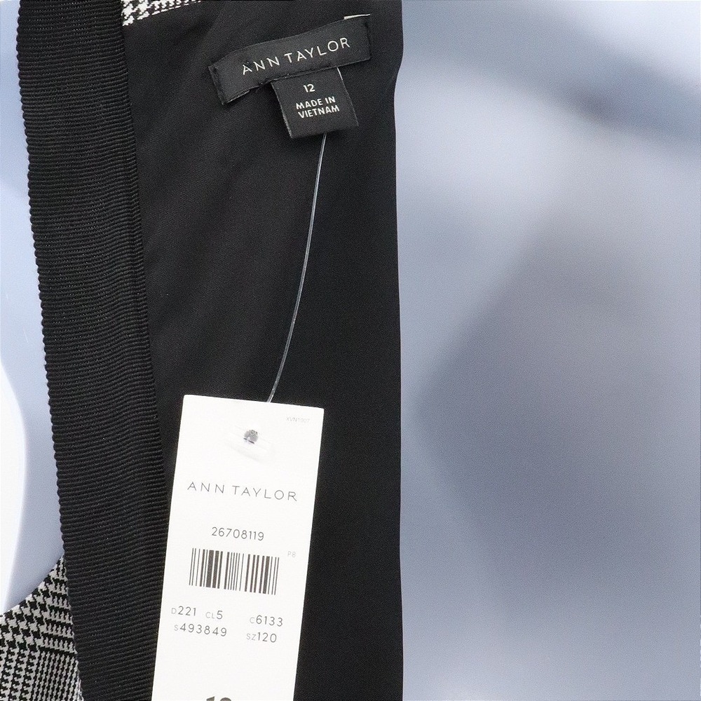 NWT Ann Taylor Glen Plaid Belted Sheath Work Office Dress Gray Size 12 - Picture 6 of 7